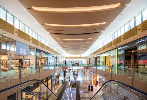 Interior of Doha Festival City Mall showing the retail atrium